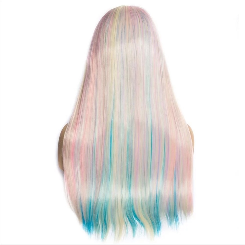 Blonde & pastel Long Straight Synthetic Lace Front - Picture 2 of 7